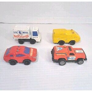 Mattel First Wheels Die Cast Lot of 4 Fire Chief Rescue Mail Truck 1979 Vintage
